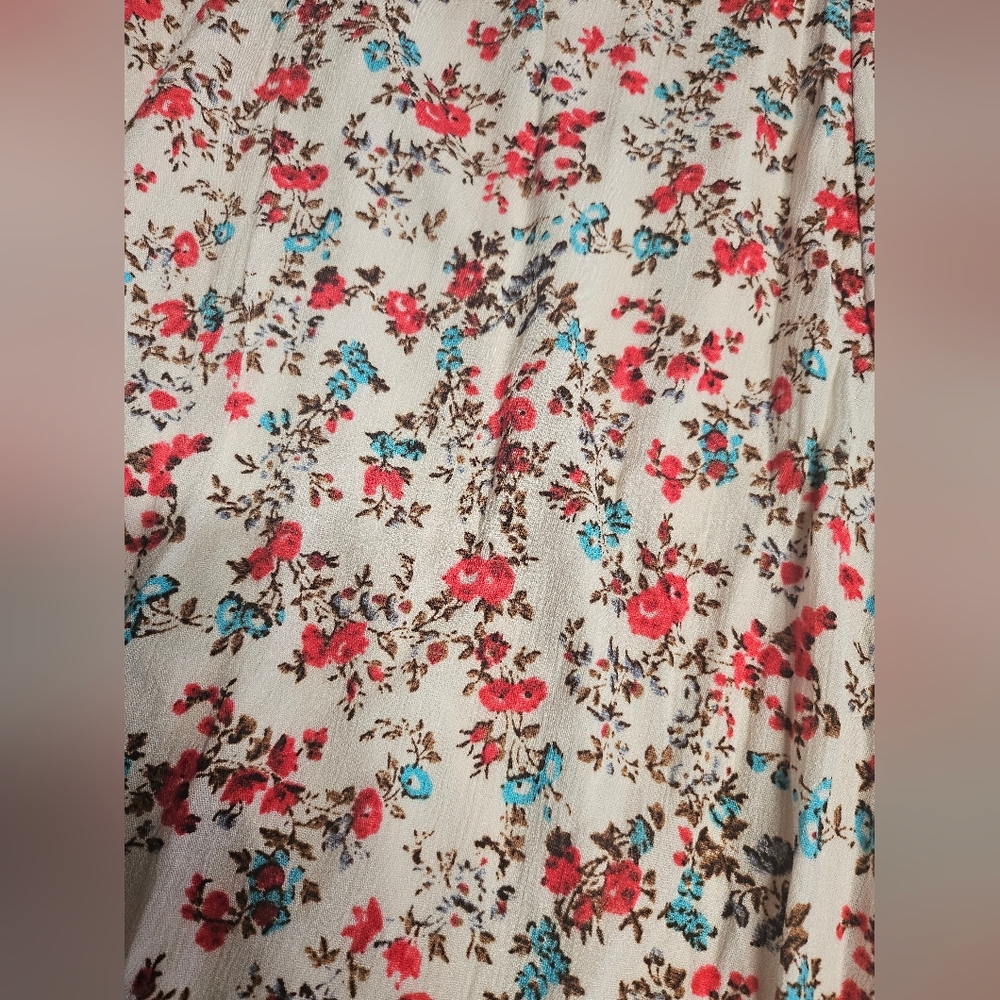 Floral Mini Washable Gauze Lace Yoke Trapeze Dress - Picture 6 of 11